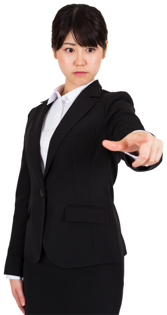 Transparent Asian Businesswoman Pointing with Confidence Gesture - Download Free Stock Videos Pikwizard.com