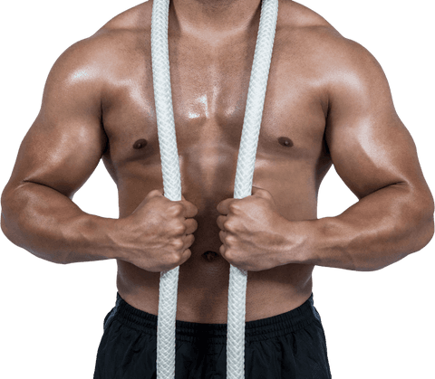 muscular man with battle ropes chest close-up transparent background - Download Free Stock Videos Pikwizard.com