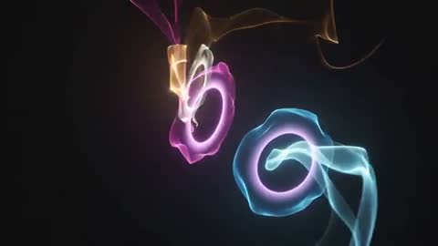 Drifting Luminous Torus Smoke Rings Rotating in Dark Void with Ethereal Wisps