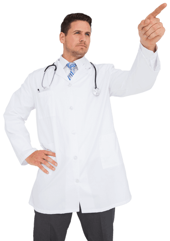 caucasian male doctor pointing with determination, transparent background - Download Free Stock Videos Pikwizard.com