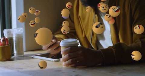 Digital Communication Leisure Chatting with Floating Emojis