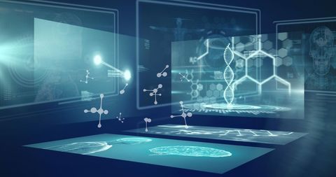DNA Helix and Molecules on Digital Interface Screens - Download Free Stock Images Pikwizard.com