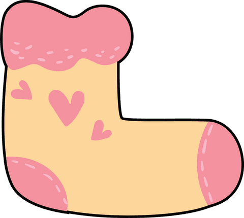 Kawaii pink sock with heart details transparent background