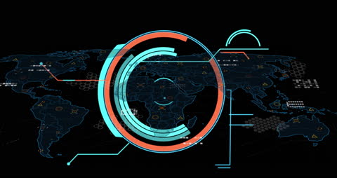 Futuristic Data Interface with World Map Background