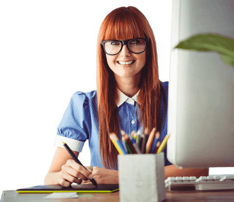Transparent Young Woman Using Graphics Tablet for E-Design - Download Free Stock Videos Pikwizard.com
