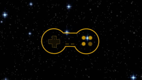 Futuristic Gamepad Icon Over Cosmic Starry Background