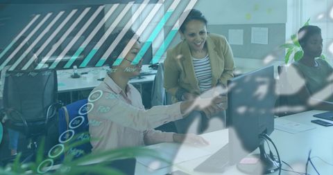 Collaborative Team Analyzing Data on Digital Interface