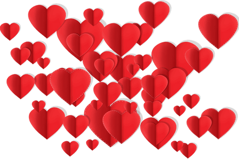 Red hearts cluster on transparent background vector