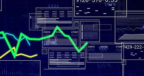 Futuristic Data Visualization Dashboard with Neon Green Line Chart