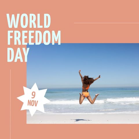 World Freedom Day Celebration on Serene Beach - Download Free Stock Templates Pikwizard.com