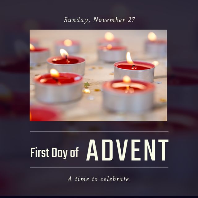 First Day of Advent Celebration with Lit Candles and Blurred Background - Download Free Stock Templates Pikwizard.com