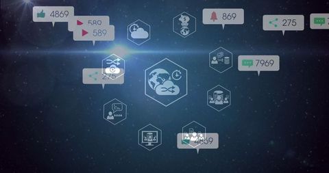 Digital Communication Icons with Interaction Statistics - Download Free Stock Images Pikwizard.com