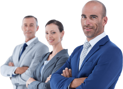 Confident Business Team in Transparent PNG with Suits