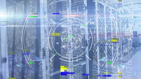 Futuristic Digital Interface in Server Room Animation