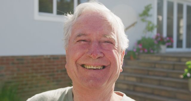 Happy Elderly Man Smiling Outdoors in Sunny Day - Download Free Stock Images Pikwizard.com