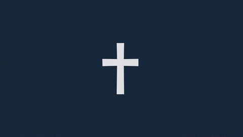 White Cross on Dark Navy Blue Background