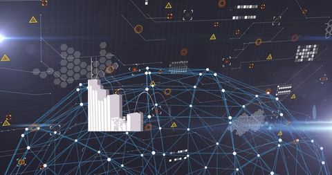 Futuristic Digital Network with Urban Development Concept