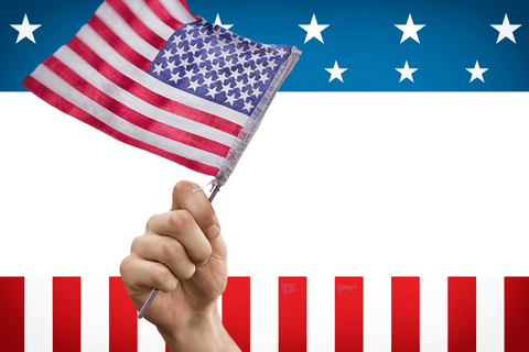 Male Hand Holding USA Flag Over Transparent Background