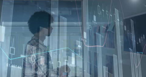 Business Professional Analyzing Financial Data Visuals Technology