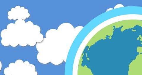 Eco-Themed Globe with Clouds on Blue Background - Download Free Stock Images Pikwizard.com
