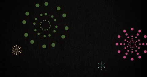 Colorful Fireworks Digital Art on Black Background