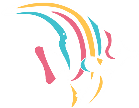 Colorful abstract fish illustration on transparent background