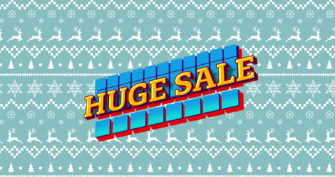 Retro Huge Sale Banner with Christmas Patterns Background