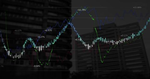 Futuristic Stock Market Chart Overlaying Cityscape Background - Download Free Stock Images Pikwizard.com