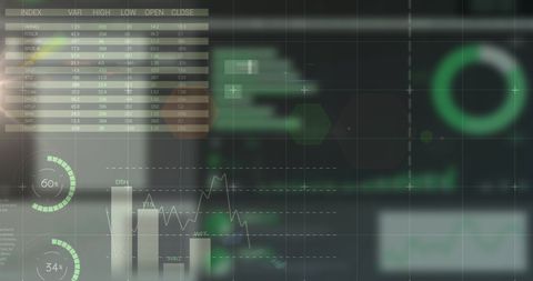 Futuristic digital interface displaying financial data