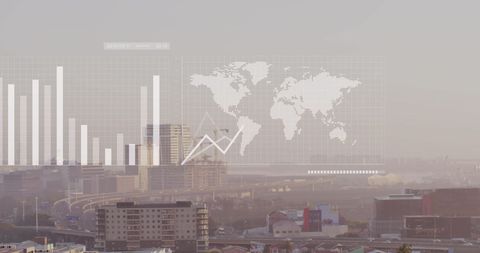 Global Business Data Visualization with Cityscape - Download Free Stock Images Pikwizard.com