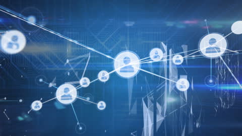 Digital Network with Human Icons and Data Streams