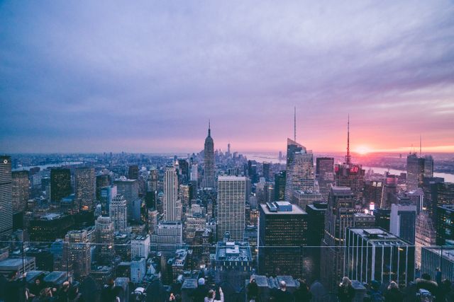 New York City Skyline at Sunset Captured from Above - Download Free Stock Photos Pikwizard.com