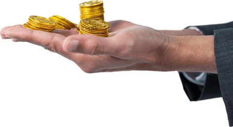 businessman hands holding gold coins on transparent background - Download Free Stock Videos Pikwizard.com