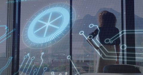 Businesswoman Seamlessly Integrating Technology in Modern Workspace