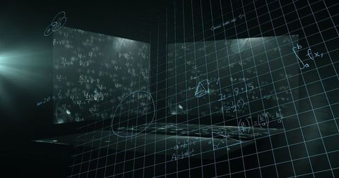 Futuristic Data Processing with Mathematical Equations Projection - Download Free Stock Images Pikwizard.com