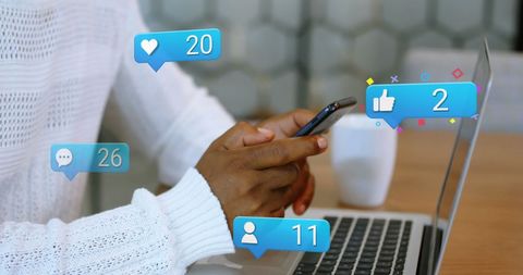 Engaged User Checking Social Media Notifications on Smartphone