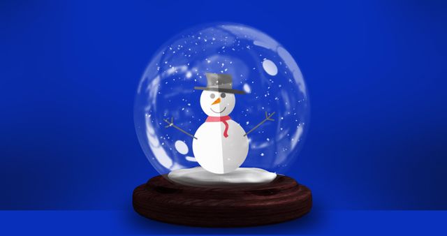 Festive Snow Globe with Smiling Snowman on Blue Background - Download Free Stock Images Pikwizard.com