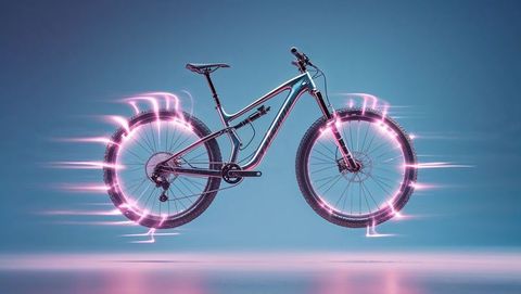 Futuristic Mountain Bicycle with Neon Pink Rings
