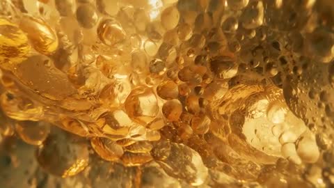Macro View of Bubbles Forming Inside Liquid Glass Container