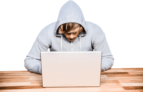 hooded individual hacking laptop on transparent background - Download Free Stock Videos Pikwizard.com