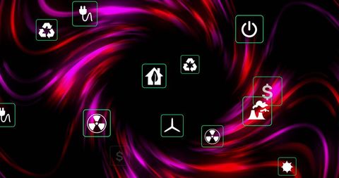 Renewable Energy Icons on Abstract Vortex Background - Download Free Stock Images Pikwizard.com