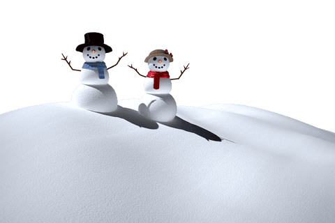 Transparent Snowmen Couple Christmas Design Winterscape PNG Illustration