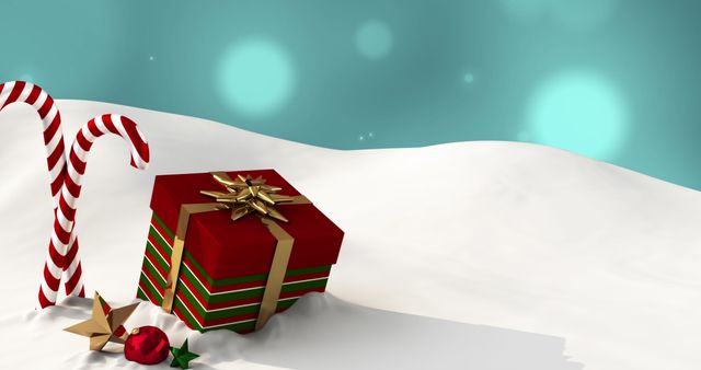 Festive Christmas Gift Boxes and Candies on Snowy Background - Download Free Stock Images Pikwizard.com