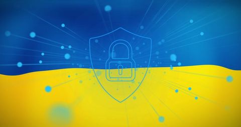 Ukraine Flag with Cybersecurity Shield Illustrating Defense - Download Free Stock Images Pikwizard.com