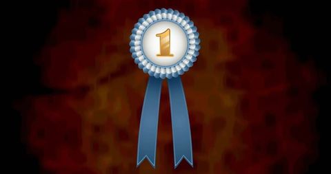 Blue first place medal against dramatic dark background