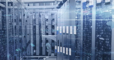 Mathematical Equations and Data Visualization in Server Room
