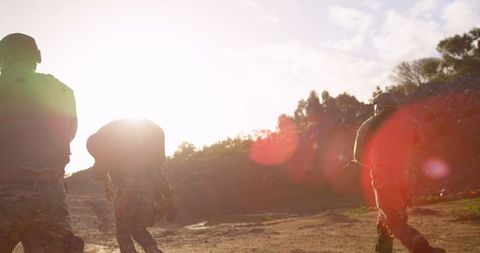 Military Soldiers Training at Sunrise