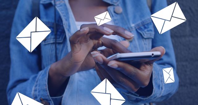 Person Sending Emails on Smartphone with Envelope Icons - Download Free Stock Images Pikwizard.com