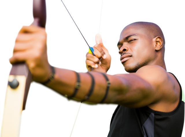 Biracial Male Archer Holding Bow and Arrow on Transparent Background - Download Free Stock Videos Pikwizard.com