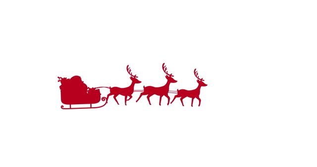 Red Silhouette of Santa Claus in Sleigh with Reindeers on White Background - Download Free Stock Images Pikwizard.com